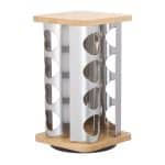 Set 16 recipiente condimente cu suport rotativ, inox/bambus - imagine 4