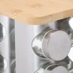 Set 16 recipiente condimente cu suport rotativ, inox/bambus - imagine 6