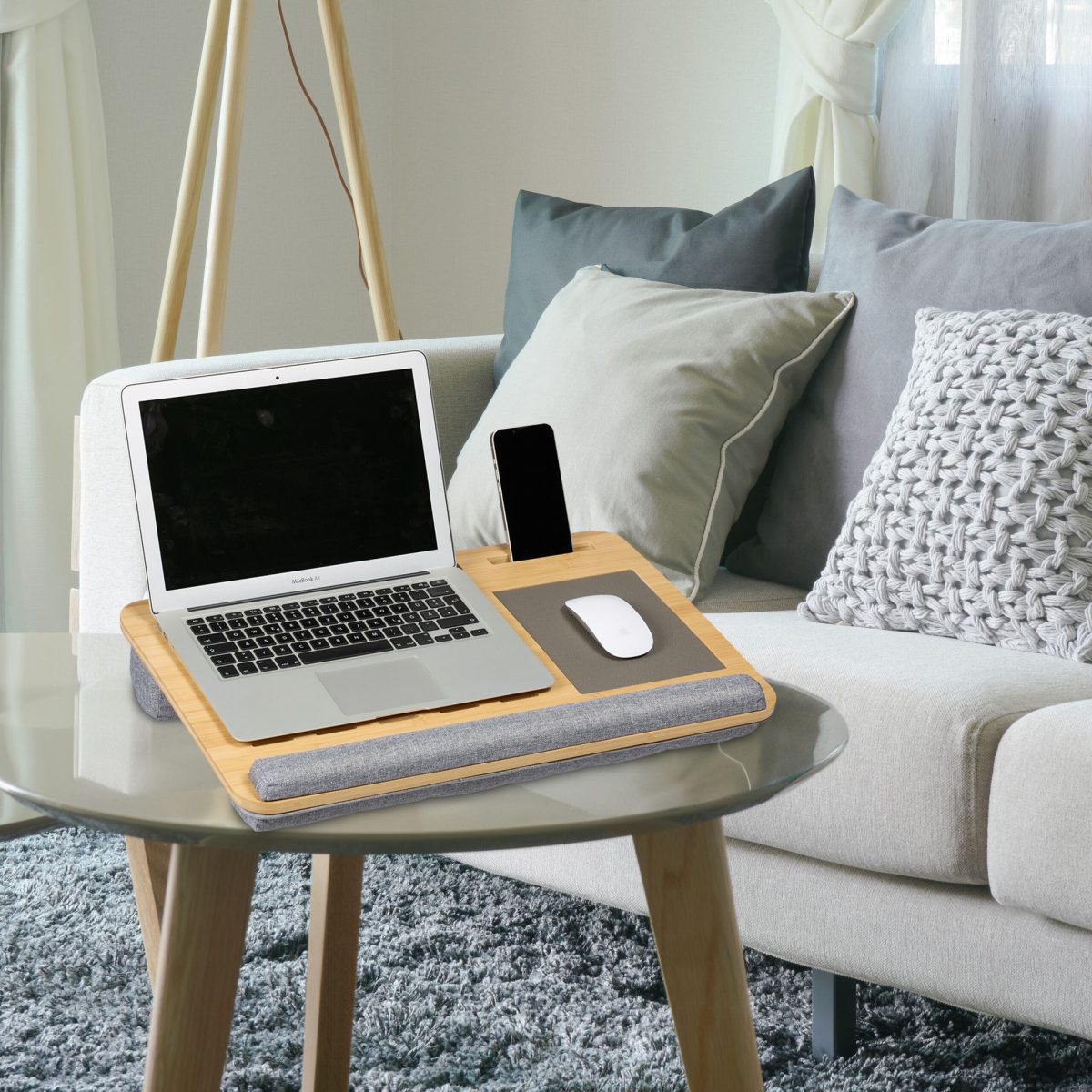 Suport laptopuri de pana la 17 inchi, bambus, 10 x 55,5 x 36 cm - imagine 2