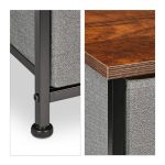 Comoda cu 5 sertare gri, blat MDF maro, 54,5 x 100 x 30 cm - imagine 2