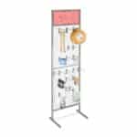 Panou perforat pentru expunere, cu 20 carlige, gri, 215 x 65,5 x 44,5 cm