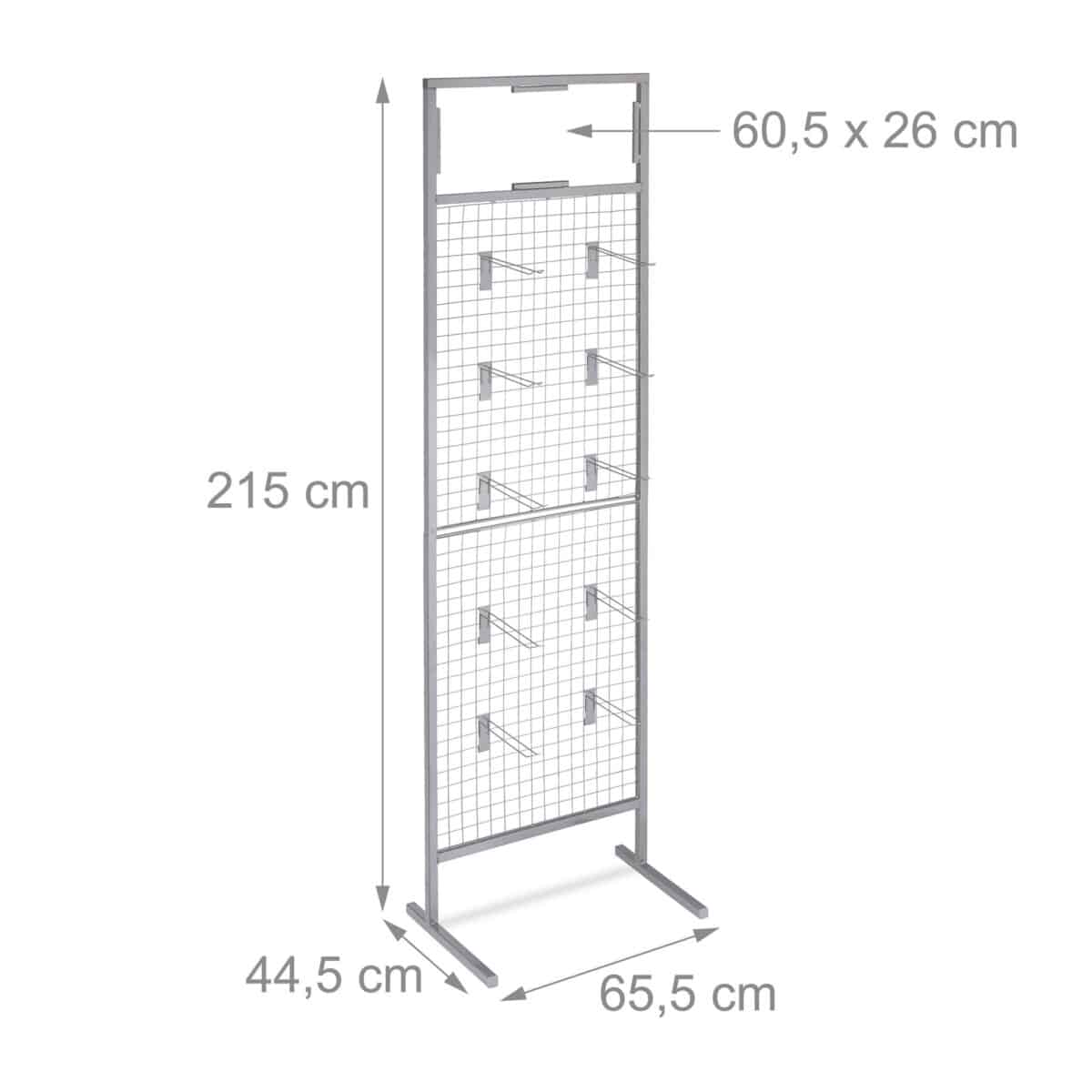Panou perforat pentru expunere, cu 20 carlige, gri, 215 x 65,5 x 44,5 cm - imagine 5