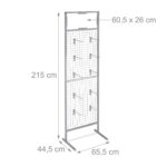 Panou perforat pentru expunere, cu 20 carlige, gri, 215 x 65,5 x 44,5 cm - imagine 5