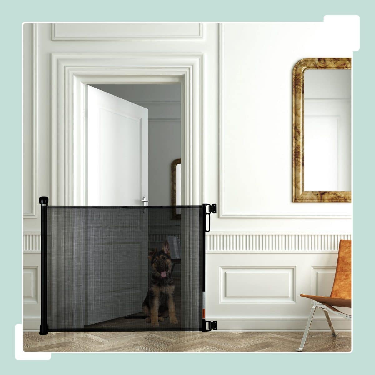 Poarta de siguranta pentru copii sau animale de casa,  86 x 156 x 8,5 cm, negru - imagine 2