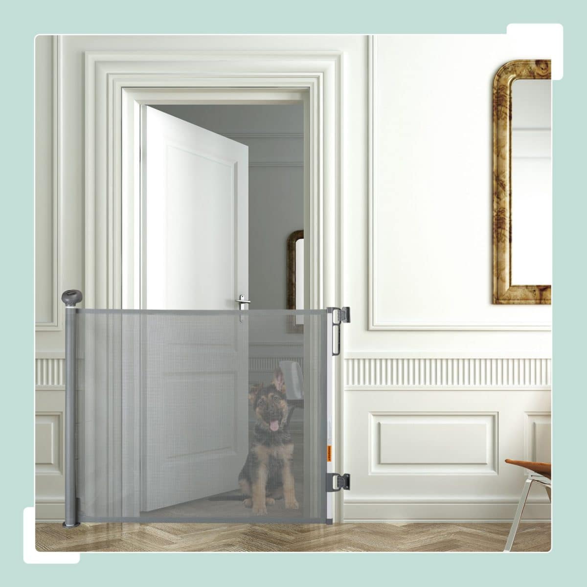 Poarta de siguranta pentru copii sau animale de casa, 86 x 151,5 x 10 cm, gri - imagine 2