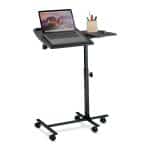 Masa laptop, reglabila, cu roti, bambus, 61 x 40 cm, inaltime 65-85 cm