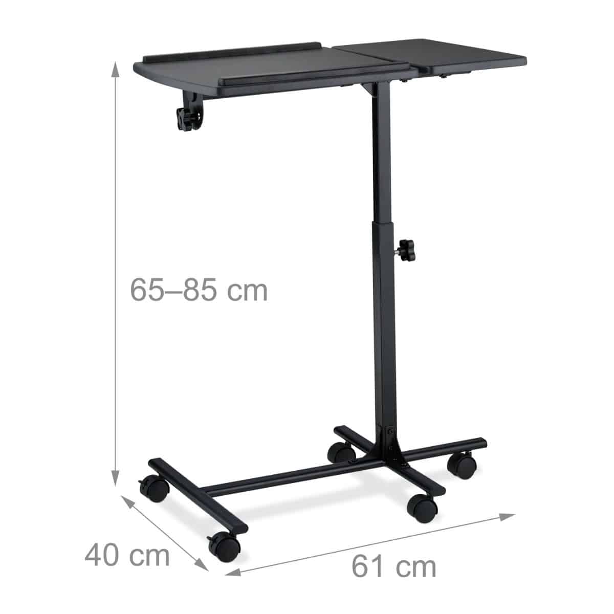 Masa laptop, reglabila, cu roti, bambus, 61 x 40 cm, inaltime 65-85 cm - imagine 4