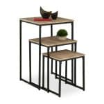 Set 3 Măsuțe Laterale Decorative – Design Modern, Lemn și Metal