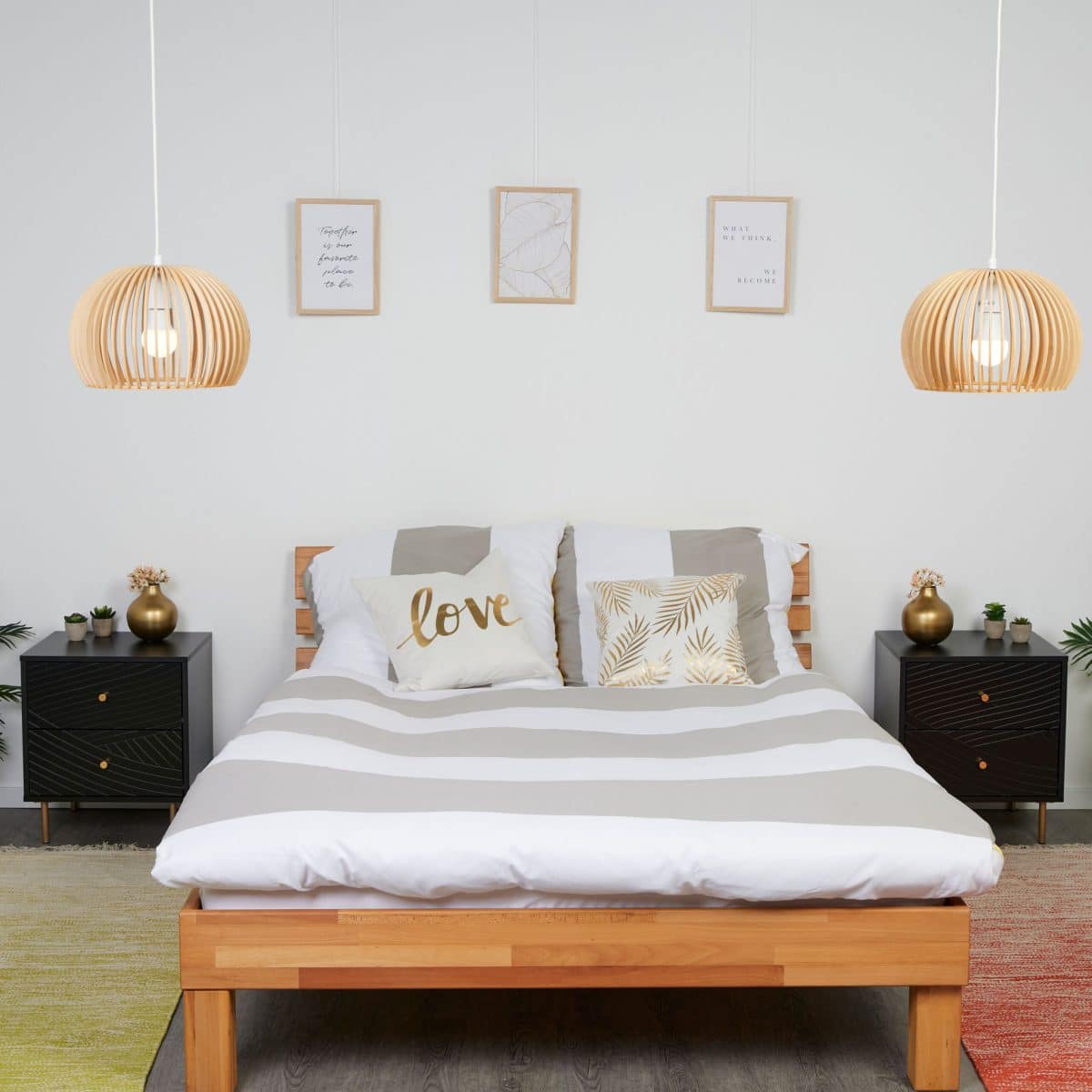 Set 2 noptiere cu 2 sertare, design modern, negru, picioare din otel, 52 x 45 x 40 cm - imagine 7