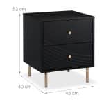 Set 2 noptiere cu 2 sertare, design modern, negru, picioare din otel, 52 x 45 x 40 cm - imagine 5
