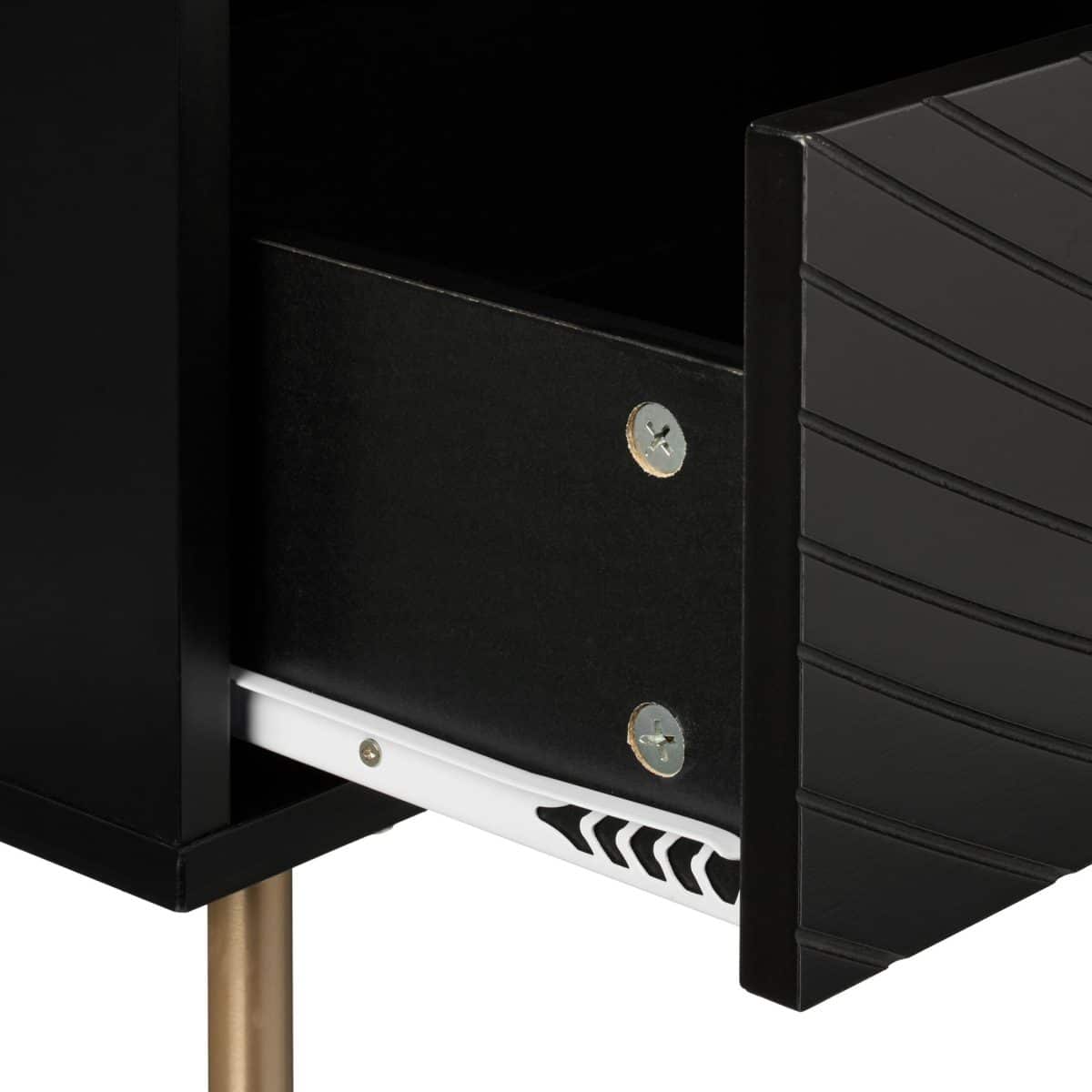 Set 2 noptiere cu 2 sertare, design modern, negru, picioare din otel, 52 x 45 x 40 cm - imagine 2