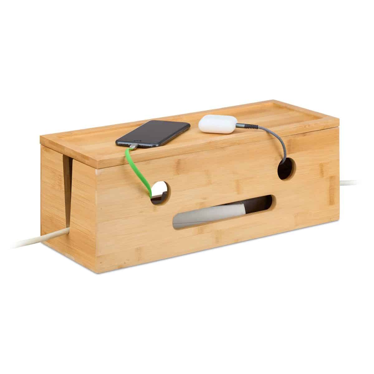 Masca tripla/prelungitor, pentru birou, din bambus, 15,5 x 42 x 16 cm - imagine 2