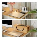 Masca tripla/prelungitor, pentru birou, din bambus, 15,5 x 42 x 16 cm - imagine 3