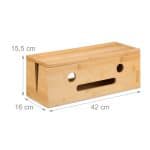 Masca tripla/prelungitor, pentru birou, din bambus, 15,5 x 42 x 16 cm - imagine 5