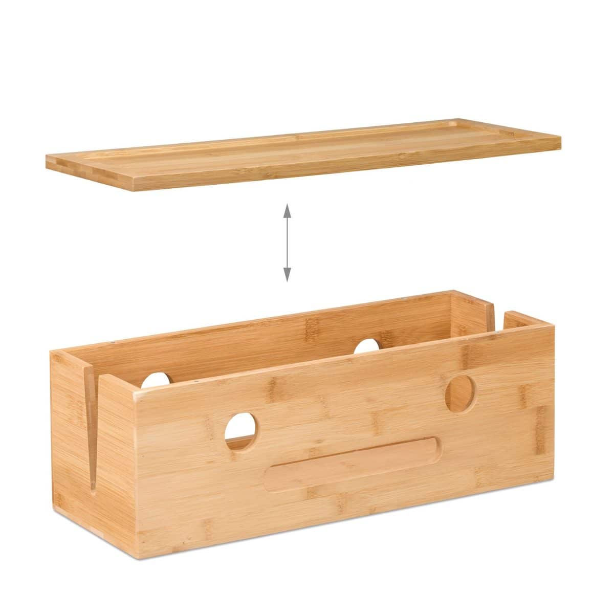 Masca tripla/prelungitor, pentru birou, din bambus, 15,5 x 42 x 16 cm - imagine 6