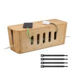 Masca tripla/prelungitor, pentru birou, din bambus, 16,5 x 44 x 16 cm