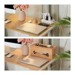 Masca tripla/prelungitor, pentru birou, din bambus, 14 x 34,5 x 14 cm - imagine 2