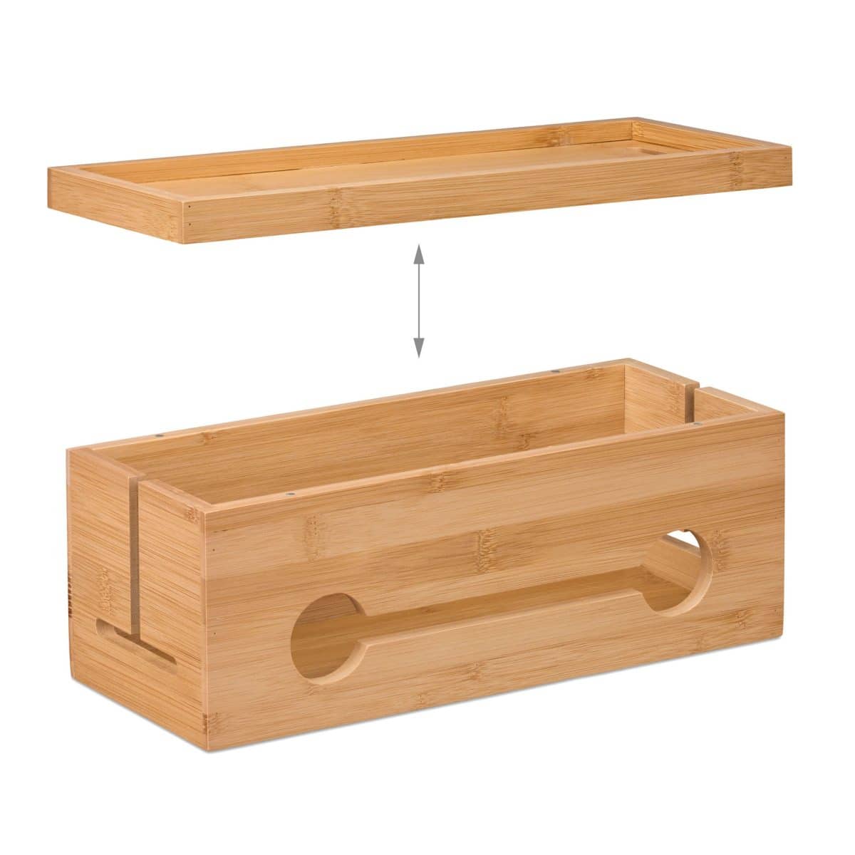 Masca tripla/prelungitor, pentru birou, din bambus, 14 x 34,5 x 14 cm - imagine 5