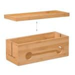 Masca tripla/prelungitor, pentru birou, din bambus, 14 x 34,5 x 14 cm - imagine 5