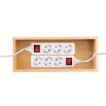 Masca tripla/prelungitor, pentru birou, din bambus, 14 x 34,5 x 14 cm - imagine 6