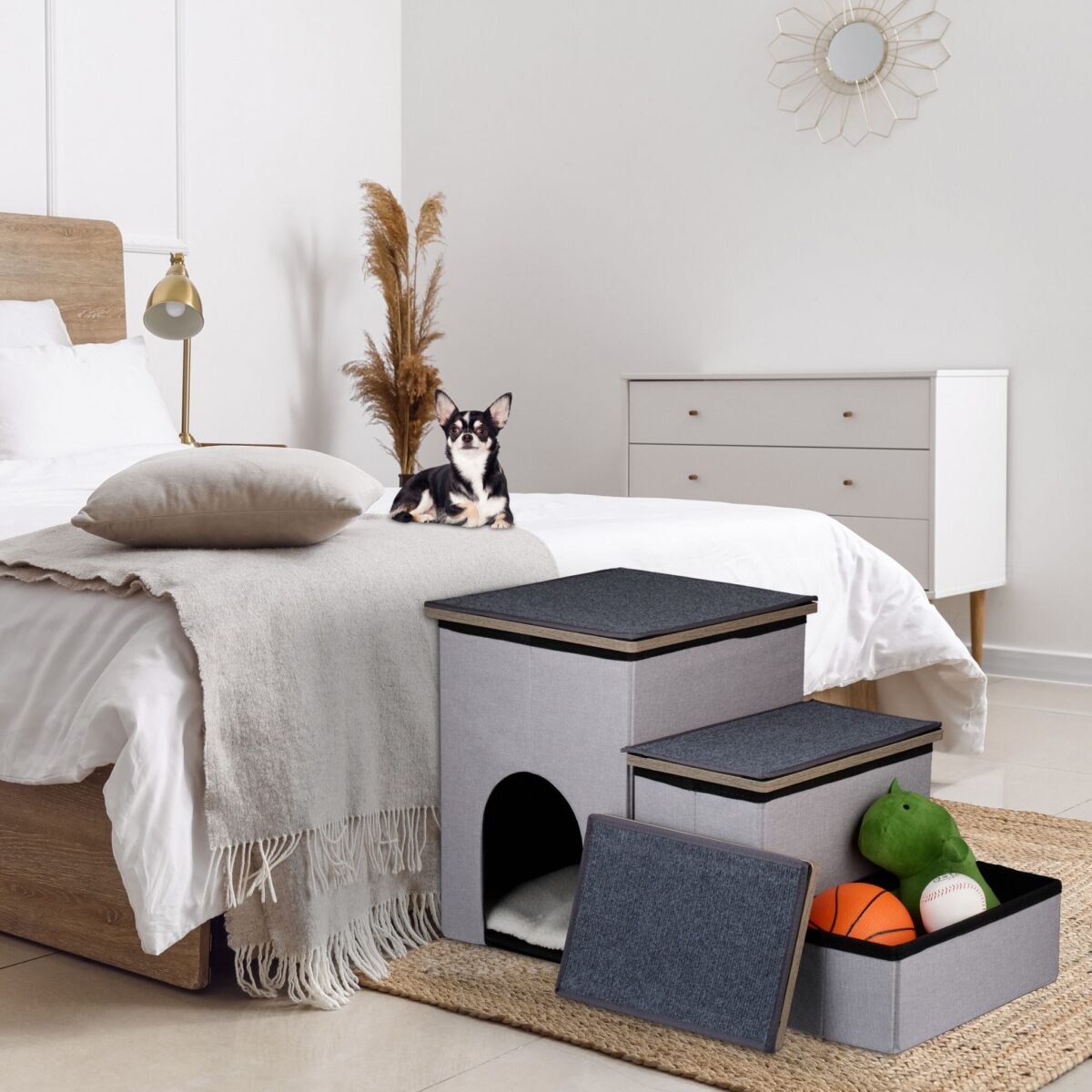 Trepte  scara cu  culcus pentru animale, 41,5 x 72 x 33 cm, Relaxdays - imagine 2