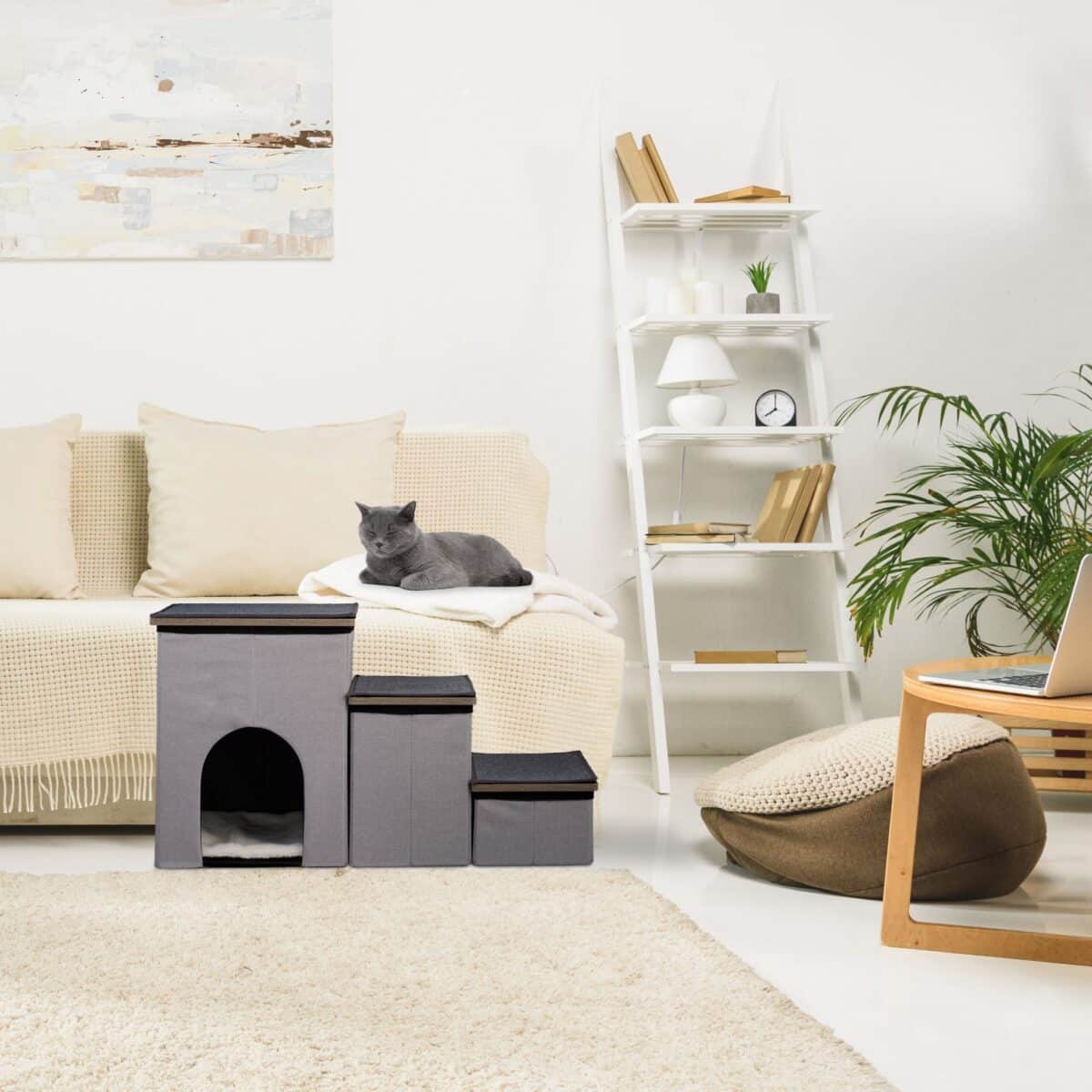 Trepte  scara cu  culcus pentru animale, 41,5 x 72 x 33 cm, Relaxdays - imagine 3