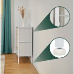 Comoda cu 5 sertare, alb/bej, blat MDF, cadru otel, 76 x 100 x 31 cm - imagine 2