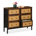 Comoda cu 6 sertare, design rustic, MDF, maro, 83 x 100 x 32 cm