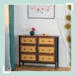 Comoda cu 6 sertare, design rustic, MDF, maro, 83 x 100 x 32 cm - imagine 6