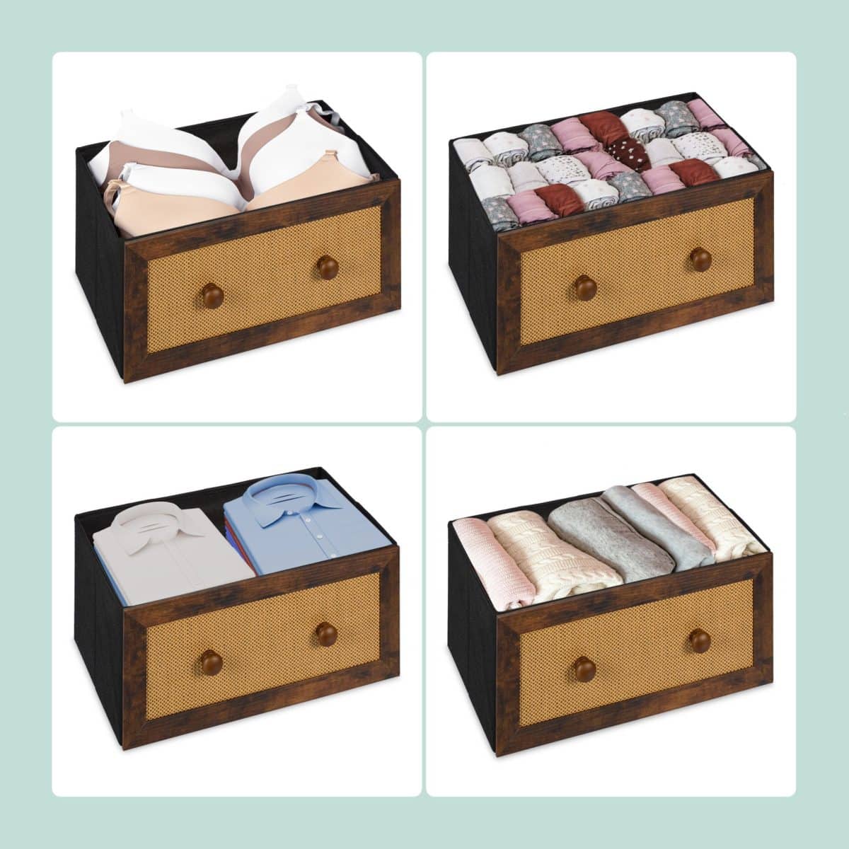 Comoda cu 6 sertare, design rustic, MDF, maro, 83 x 100 x 32 cm - imagine 5