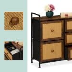 Comoda cu 5 sertare, design vintage, maro, blat MDF, cadru otel, 77 x 85 x 31,5 cm - imagine 3