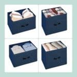 Comoda cu 5 rafturi albastre, design vintage, raft deschis, MDF/otel, - imagine 5