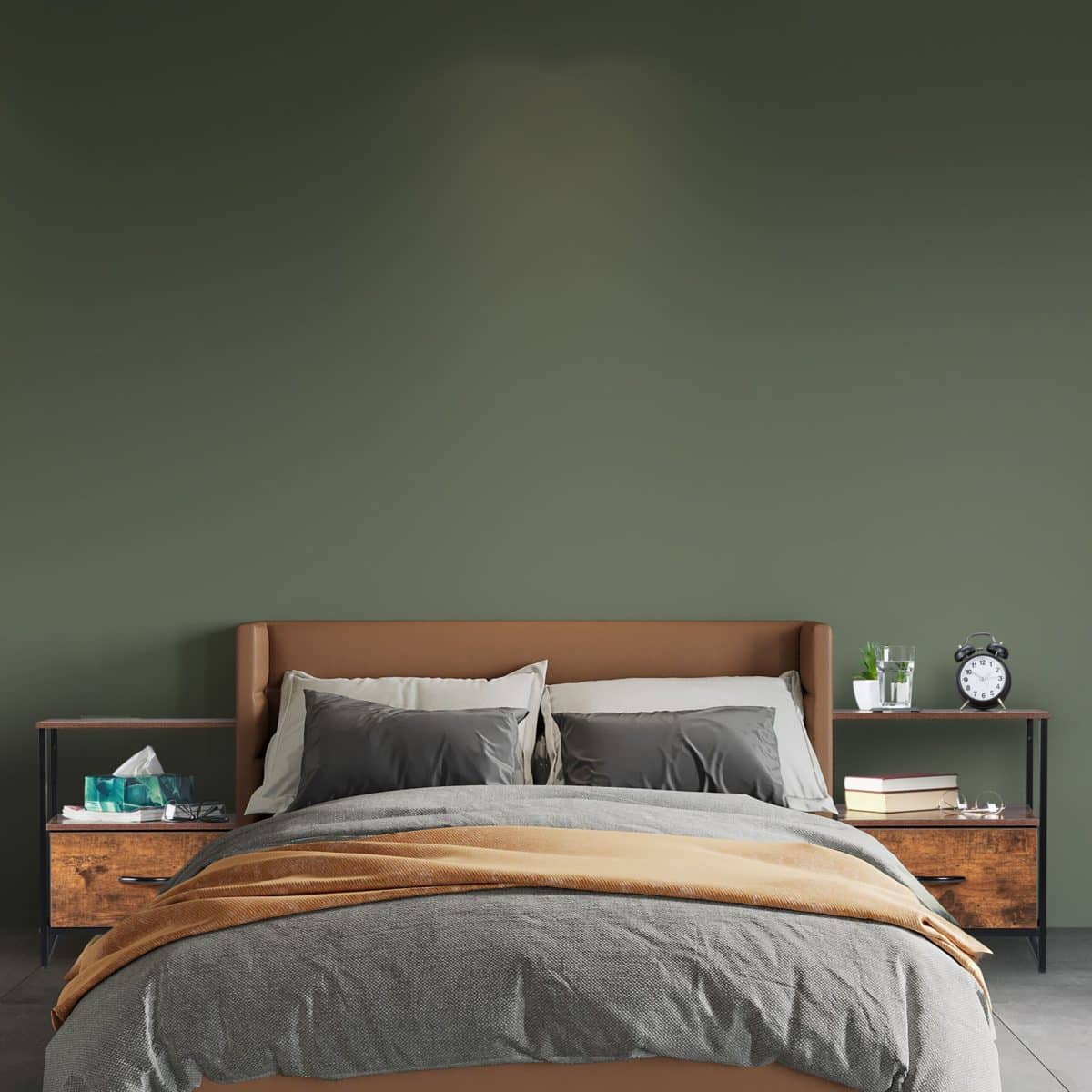 Noptiere cu sertar si raft deschis, set 2, design vintage, MDF, cadru din otel, 50 x 45 x 40 cm - imagine 9
