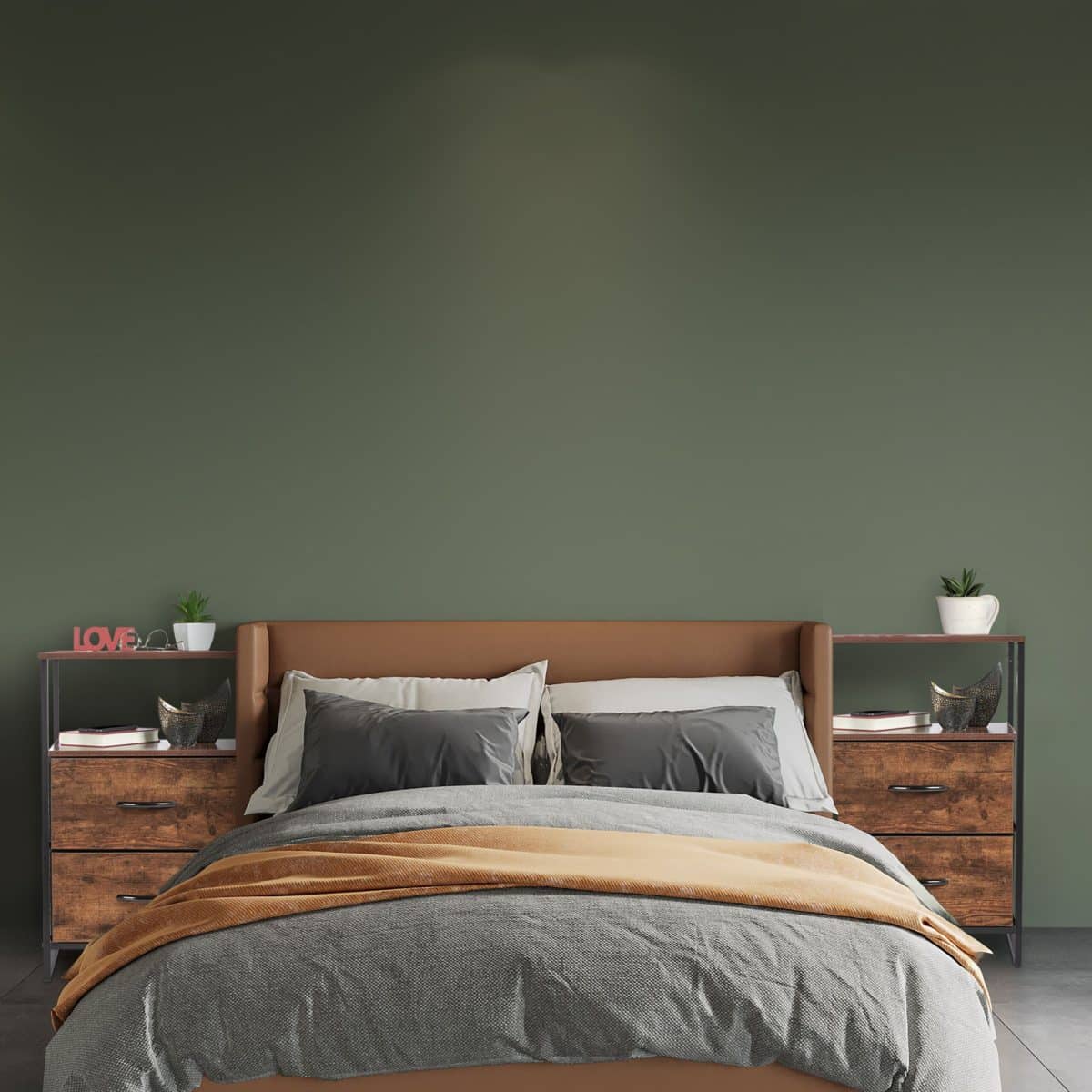 Noptiere vintage inalte, set 2, 2 sertare, raft, MDF, 70 x 45 x 42,5 cm - imagine 9