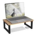 Suport laptop sau PC, MDF, structura metalica, 15 x 40 x 23 cm, bej, Relaxdays