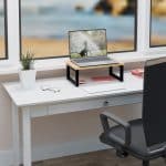 Suport laptop sau PC, MDF, structura metalica, 15 x 40 x 23 cm, bej, Relaxdays - imagine 2