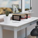 Suport laptop sau PC, MDF, structura metalica, 15 x 40 x 23 cm, bej, Relaxdays - imagine 3