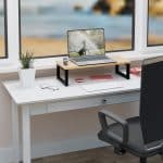 Suport laptop sau PC, MDF, structura metalica, bej, 15 x 55 x 23 cm, Relaxdays - imagine 2