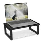 Suport laptop sau PC, MDF, structura metalica, 15 x 40 x 23 cm, Relaxdays
