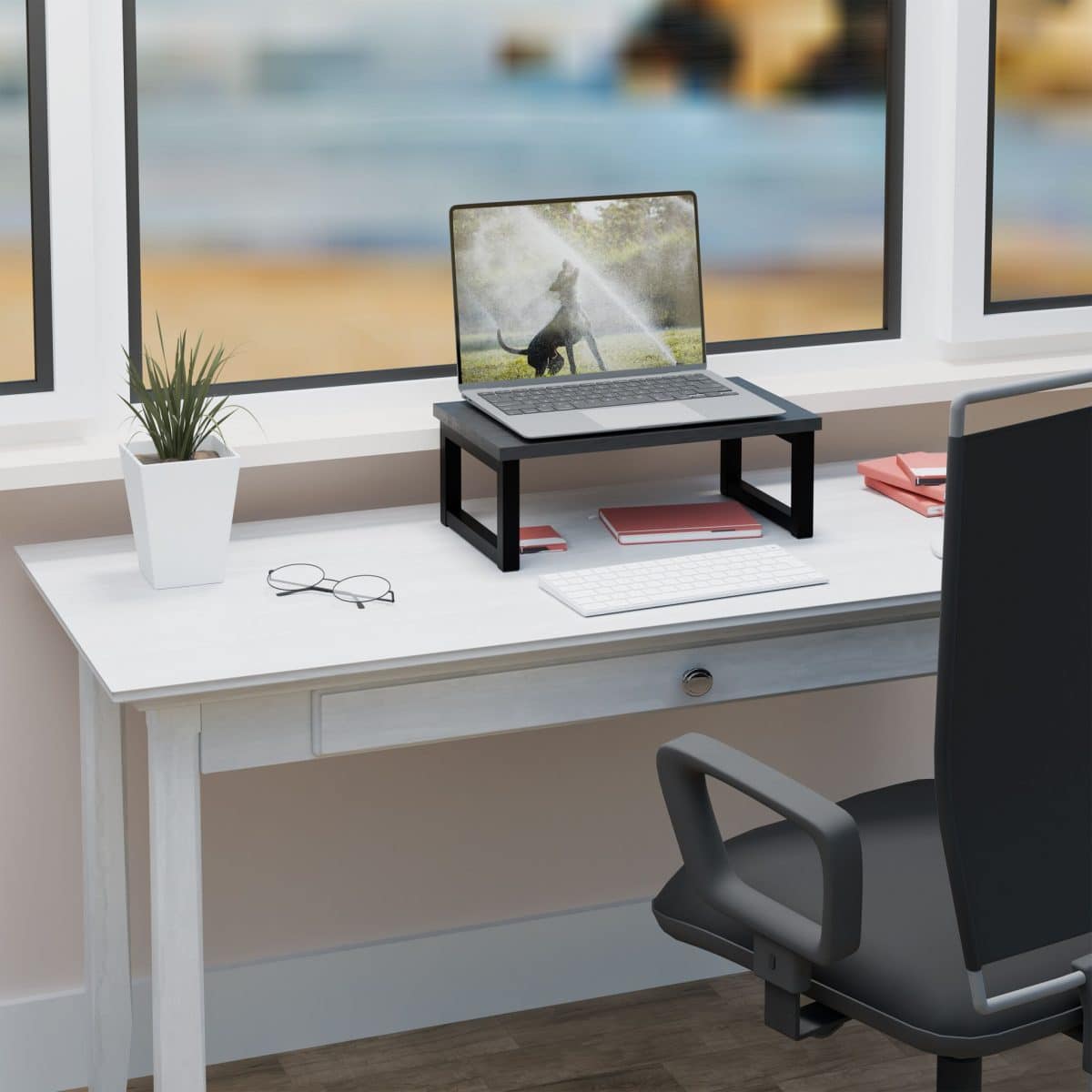 Suport laptop sau PC, MDF, structura metalica, 15 x 40 x 23 cm, Relaxdays - imagine 2