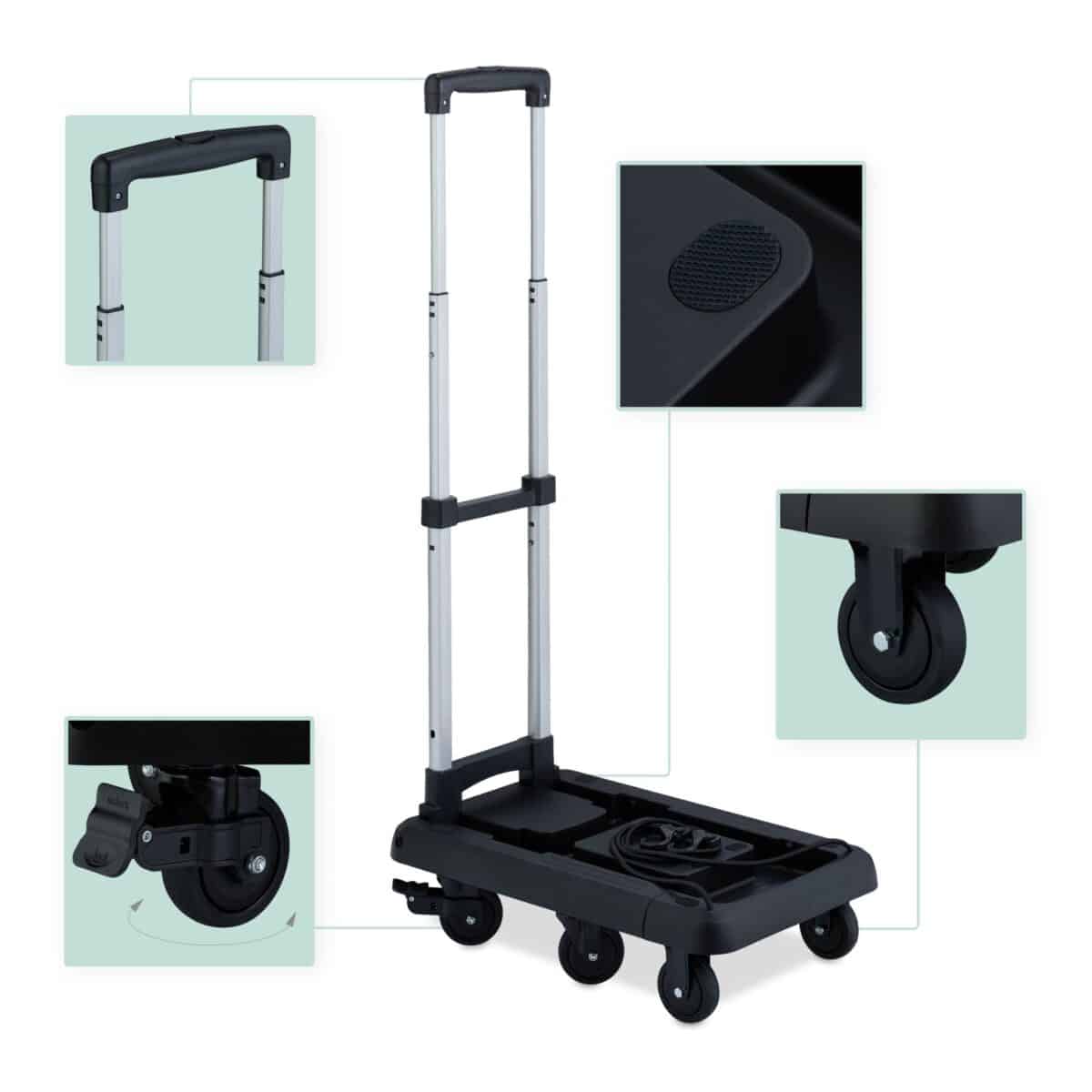Carucior marfa, manerului telescopic, capacitate de incarcare 100 kg, Relaxdays - imagine 3