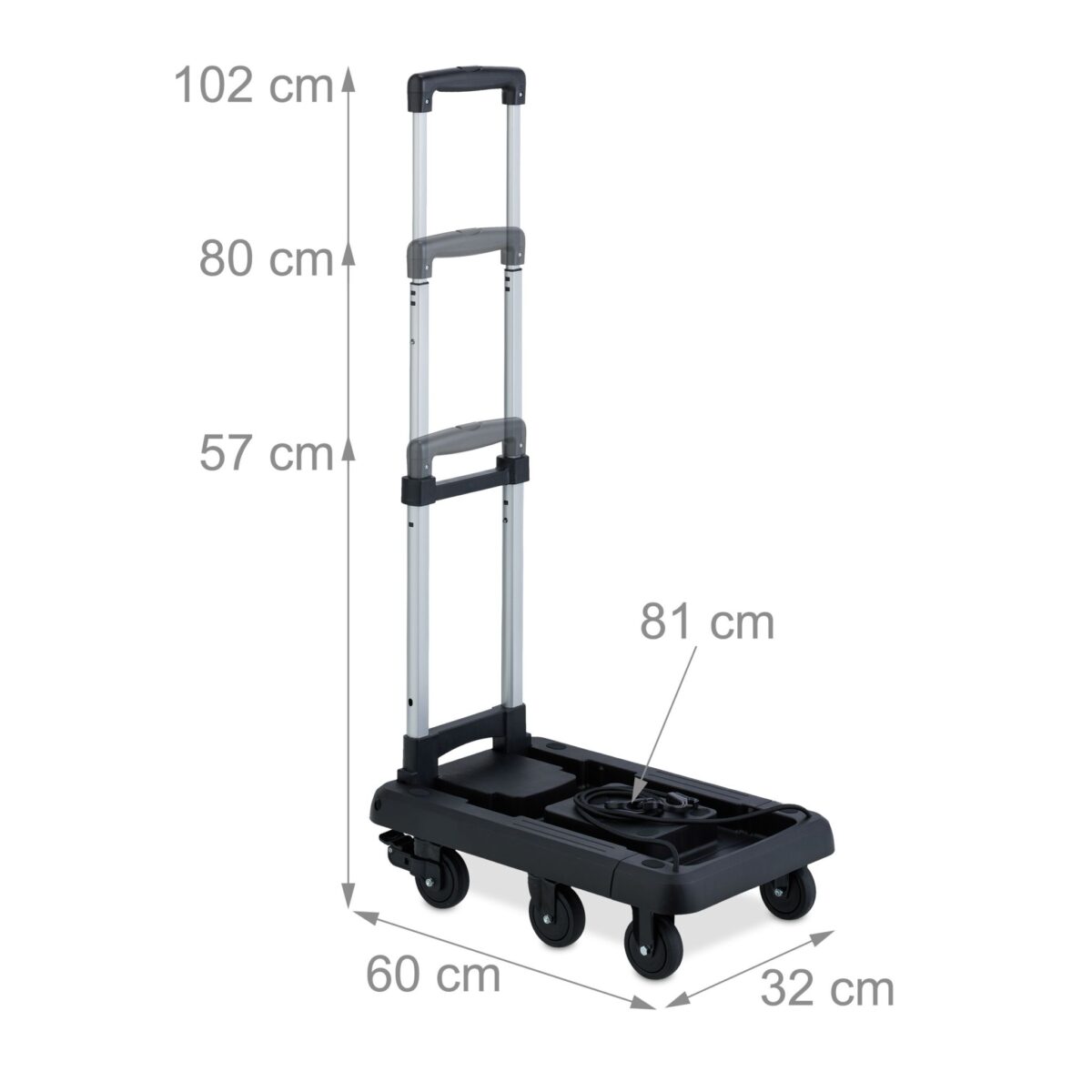 Carucior marfa, manerului telescopic, capacitate de incarcare 100 kg, Relaxdays - imagine 4