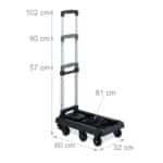 Carucior marfa, manerului telescopic, capacitate de incarcare 100 kg, Relaxdays - imagine 4
