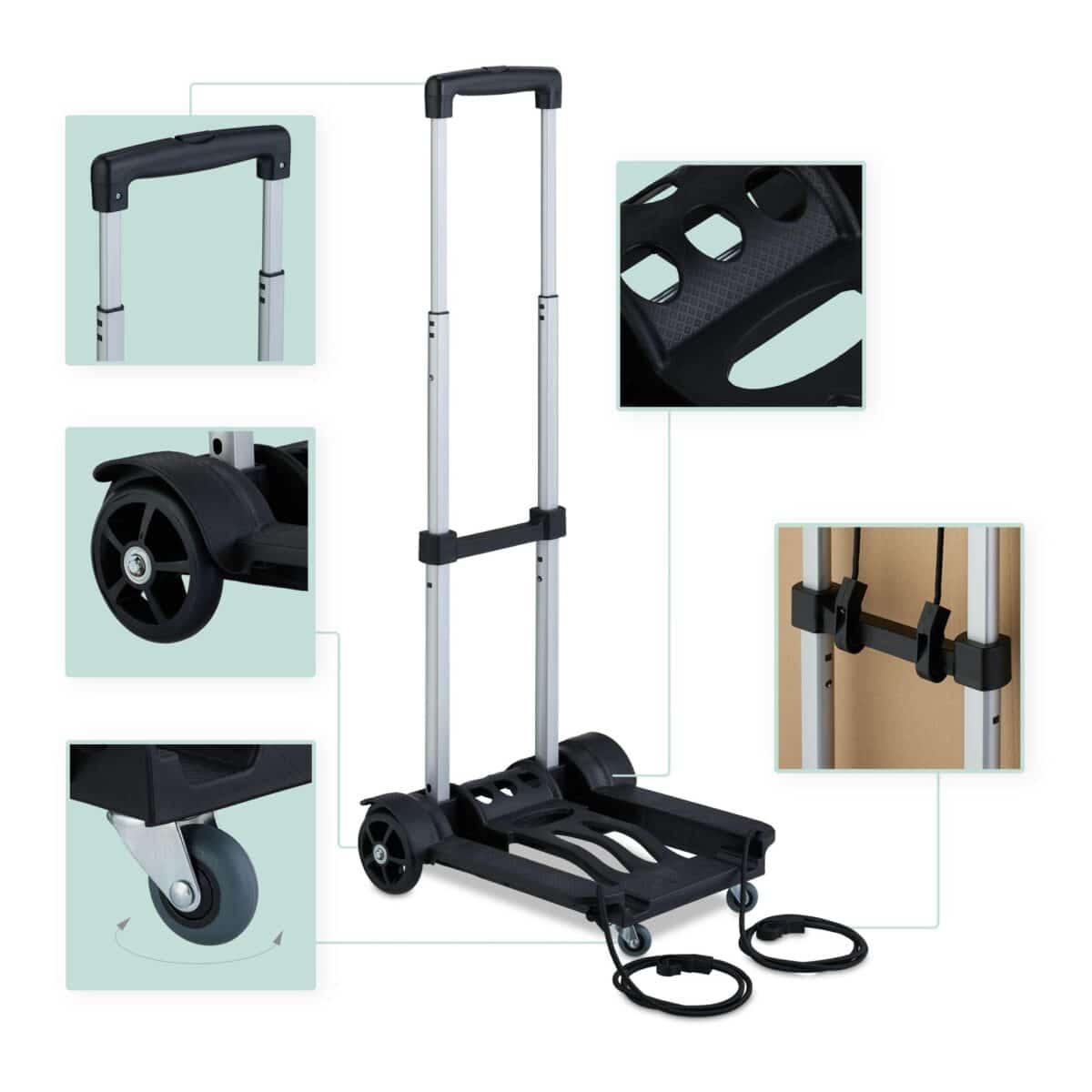 Carucior marfa, manerului telescopic, capacitate de incarcare 25 kg, Relaxdays - imagine 3