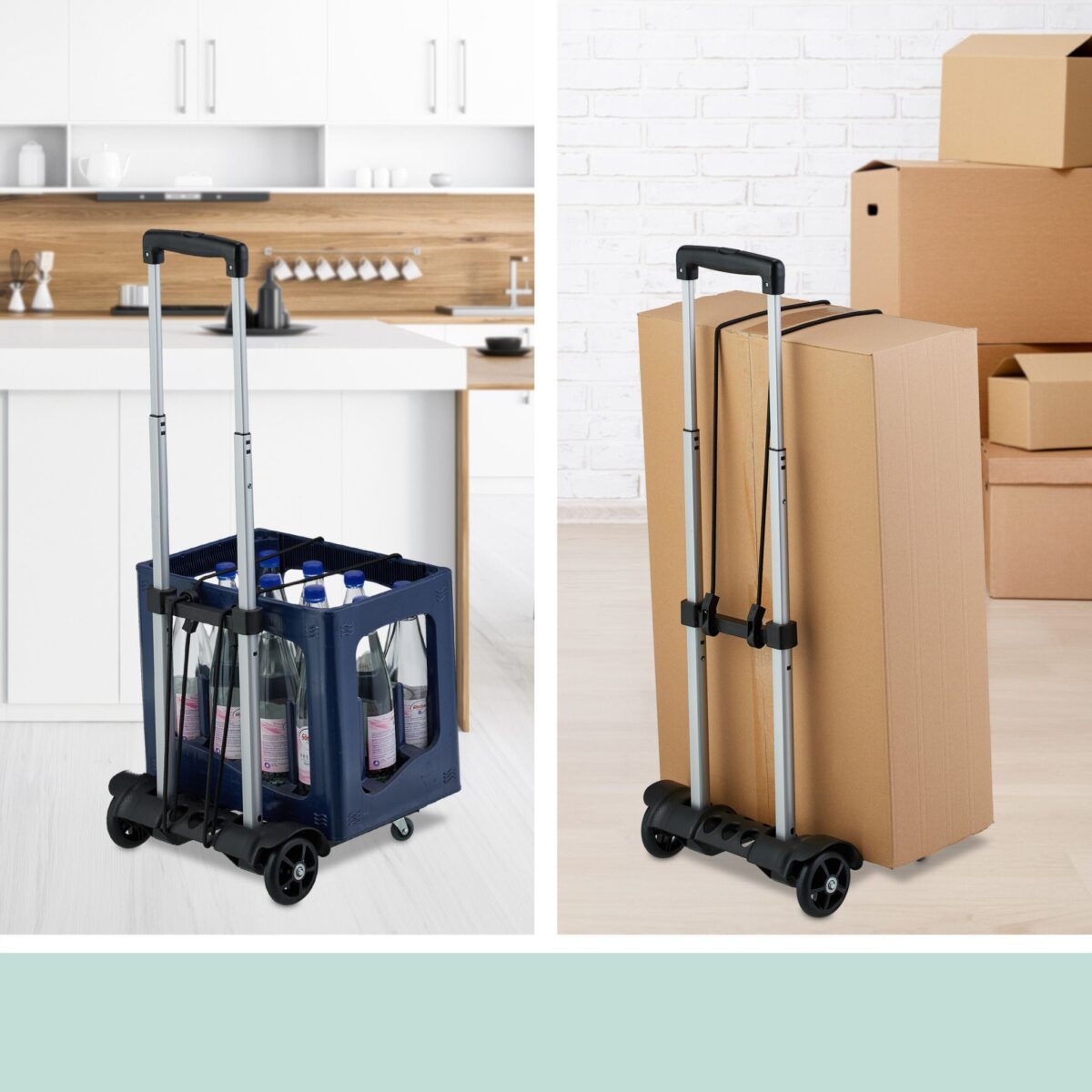 Carucior marfa, manerului telescopic, capacitate de incarcare 25 kg, Relaxdays - imagine 5