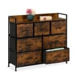 Comoda cu 7 sertare, design vintage, blat MDF, cadru otel, 85 x 100 x 30,5 cm