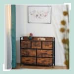 Comoda cu 7 sertare, design vintage, blat MDF, cadru otel, 85 x 100 x 30,5 cm - imagine 6