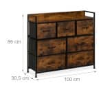 Comoda cu 7 sertare, design vintage, blat MDF, cadru otel, 85 x 100 x 30,5 cm - imagine 4