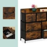 Comoda cu 7 sertare, design vintage, blat MDF, cadru otel, 85 x 100 x 30,5 cm - imagine 3