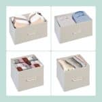 Comoda cu 7 sertare, alb/bej, blat MDF, cadru otel, 85 x 100 x 30,5 cm - imagine 5